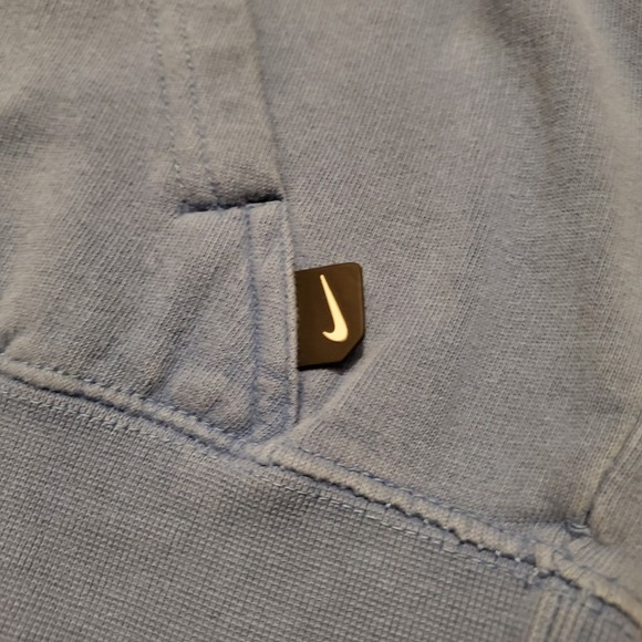 Vintage‎ Nike Hoodie Sweatshirt Boys Medium Blue Distressed Big Swoosh Y2K - Picture 7 of 12